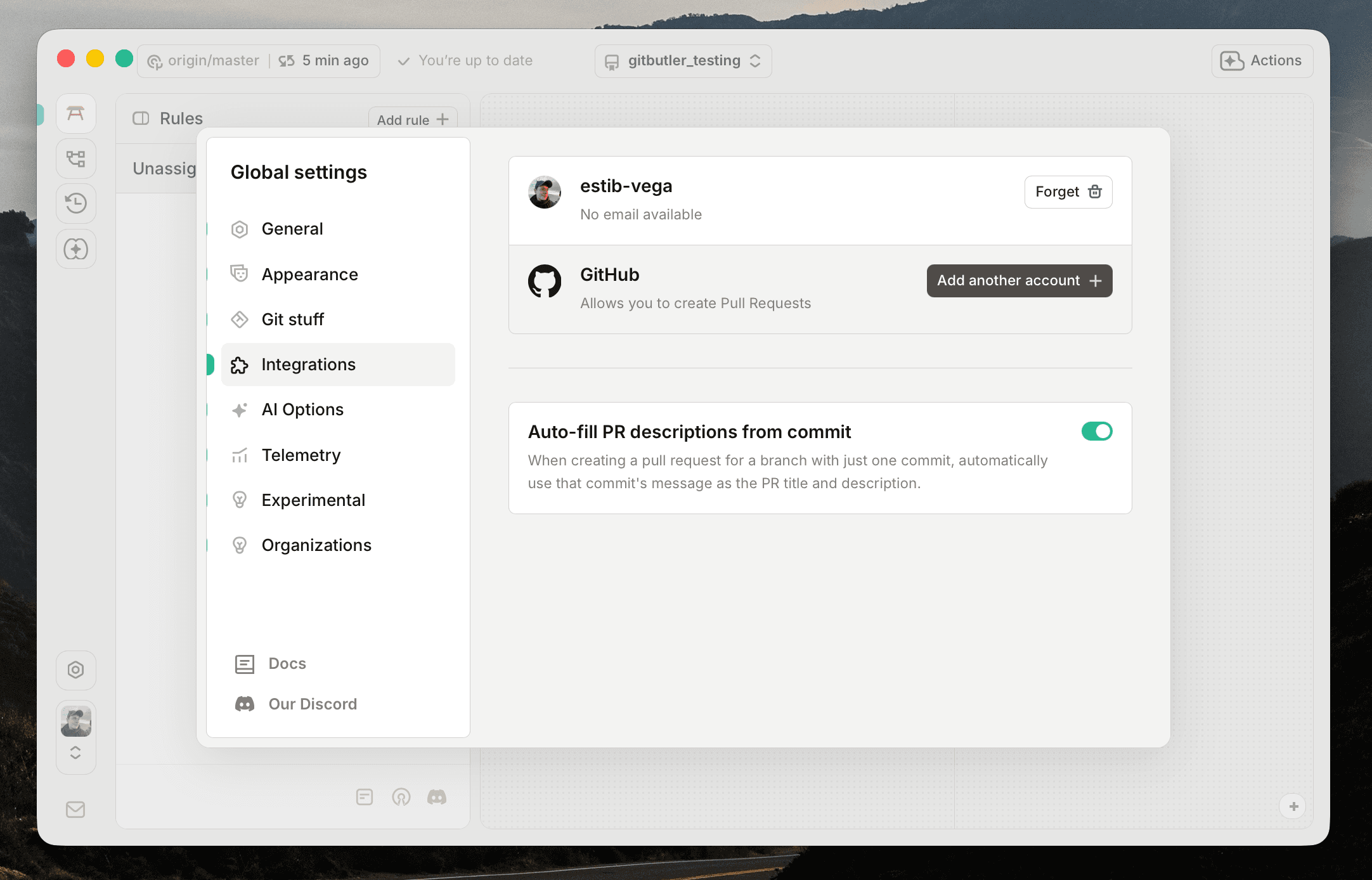 GitHub account connected successfully